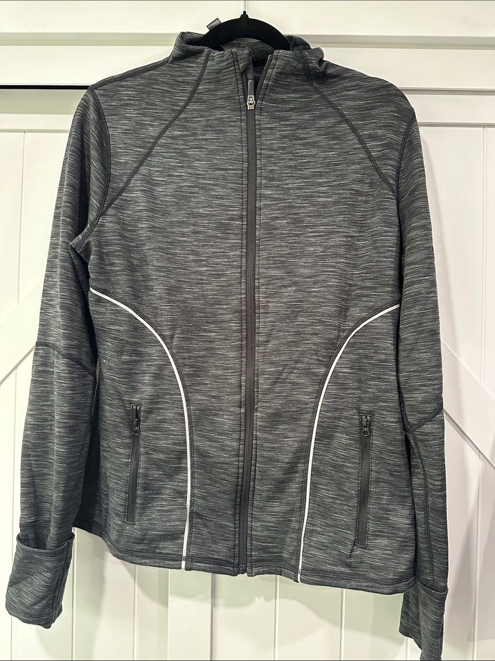 GAP Gray Full-Zip Hooded Athletic Jacket